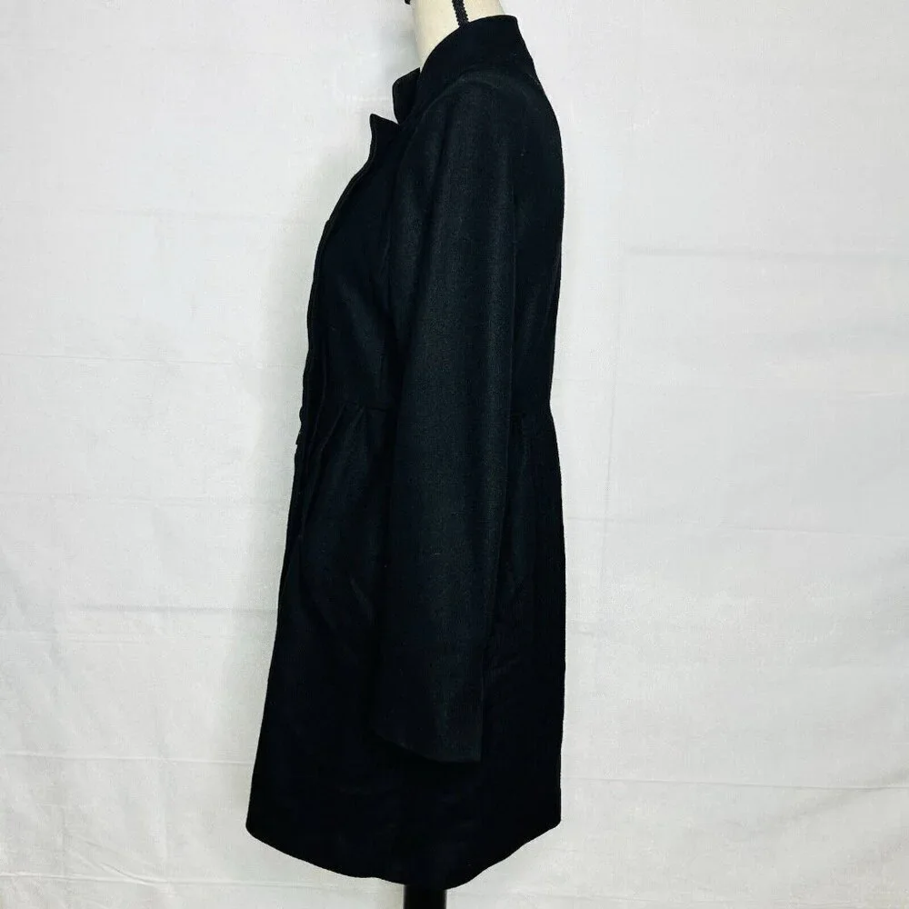 Banana Republic Wool Blend Long Black Dress Coat Women's Size S
